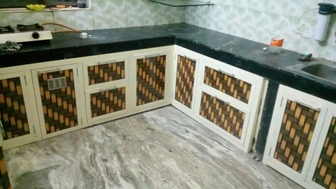 Modular kitchen installation in progress