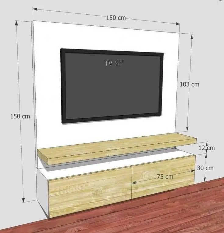 TV unit working drawing with dimensions